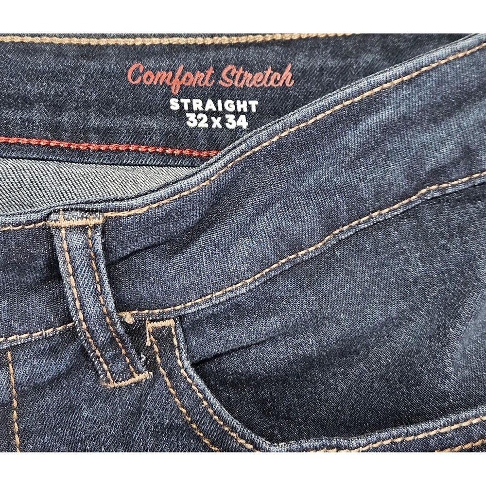 IZOD Saltwater Jeans Men's 32x34 Straight Fit Comfort Stretch Dark Wash Denim - Picture 6 of 13